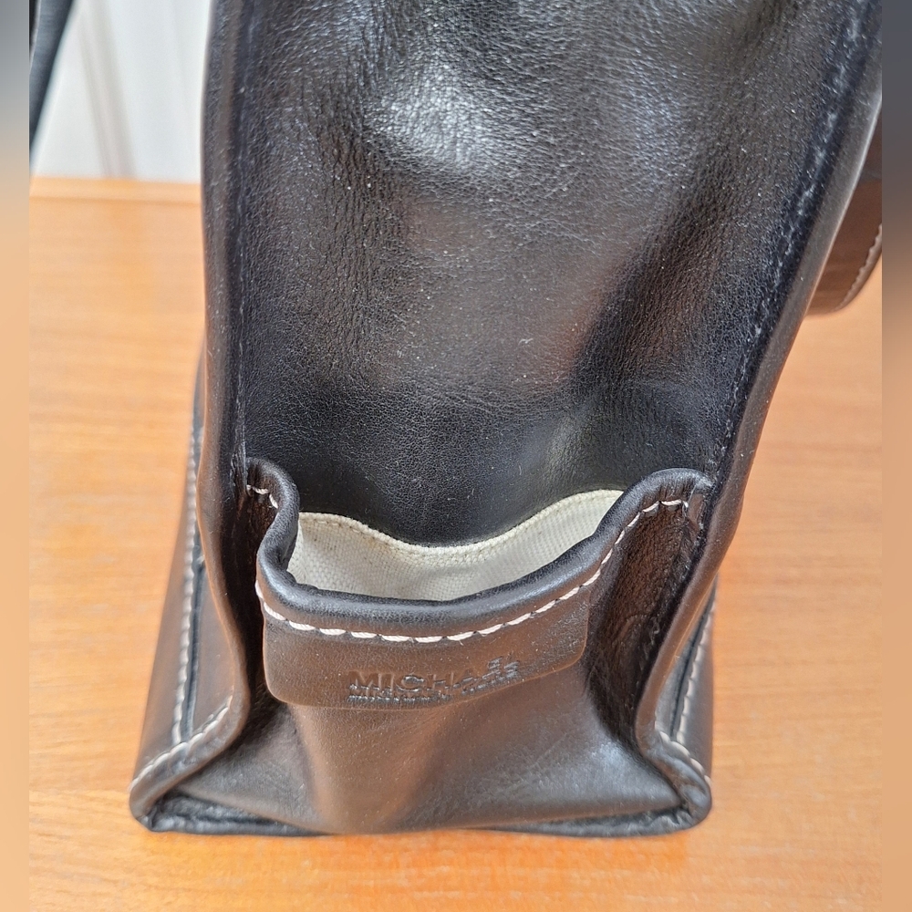 Michael Kors Leather Laptop Bag Work Tote Shoulder Structured Corpcore Black - Picture 3 of 14